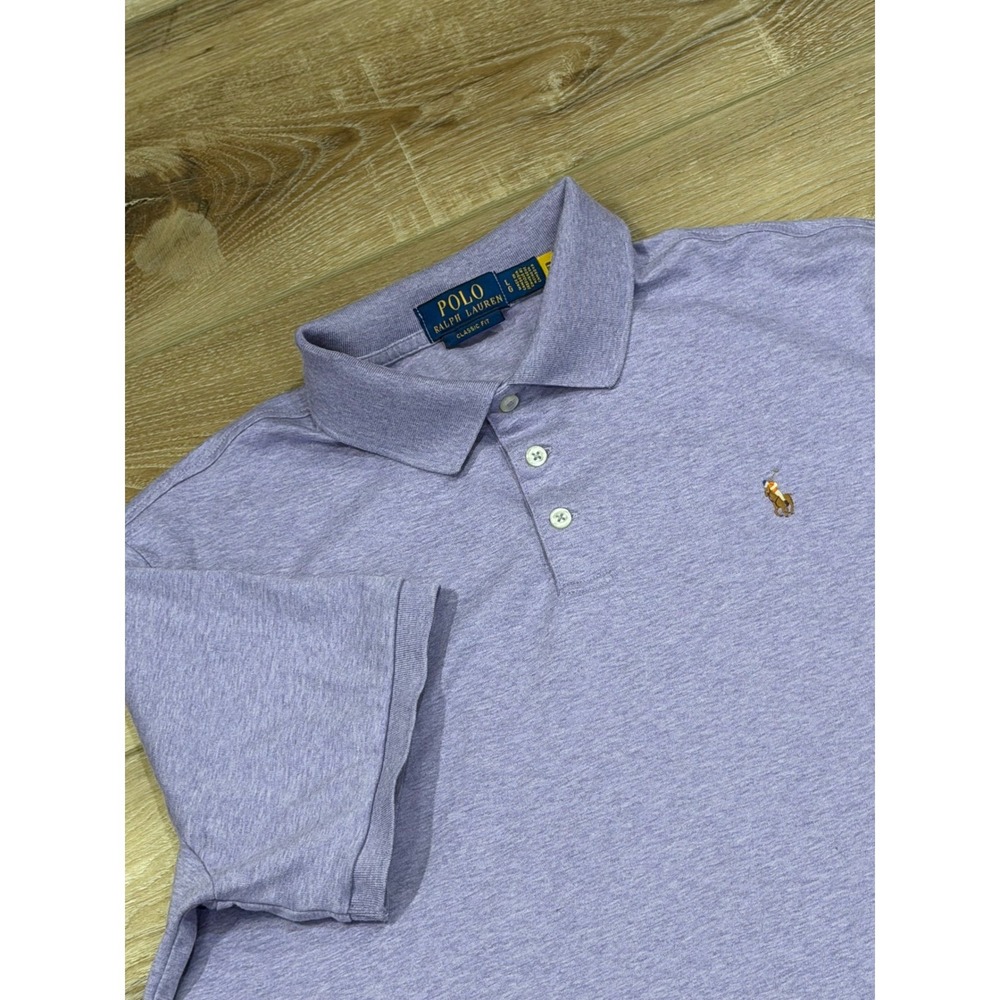 Polo Ralph Lauren Mens Classic Fit Short Sleeve Polo Shirt Purple Heather LG